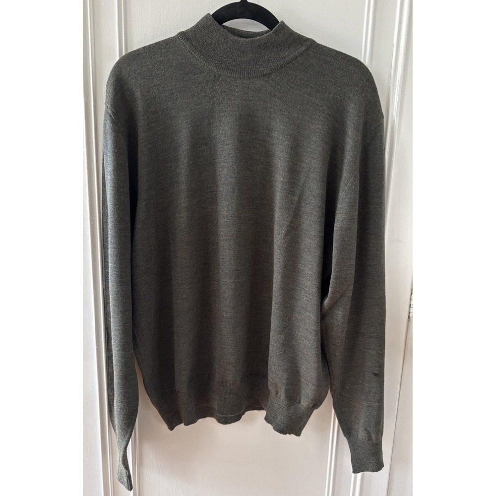 Mens Methode Dark Green  100% fine Italian merino wool Sweater L